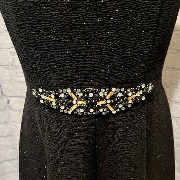 Eliza J Cocktail Dress Black Sleeveless Sparkle Rhinestone Sz 10 Fit & Flare - Picture 3 of 8